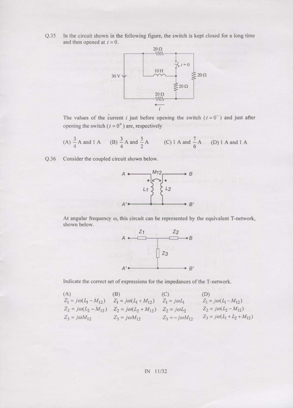 GATE 2007 Instrumentation Engineering (IN) Question Paper with Answer Key - Page 11