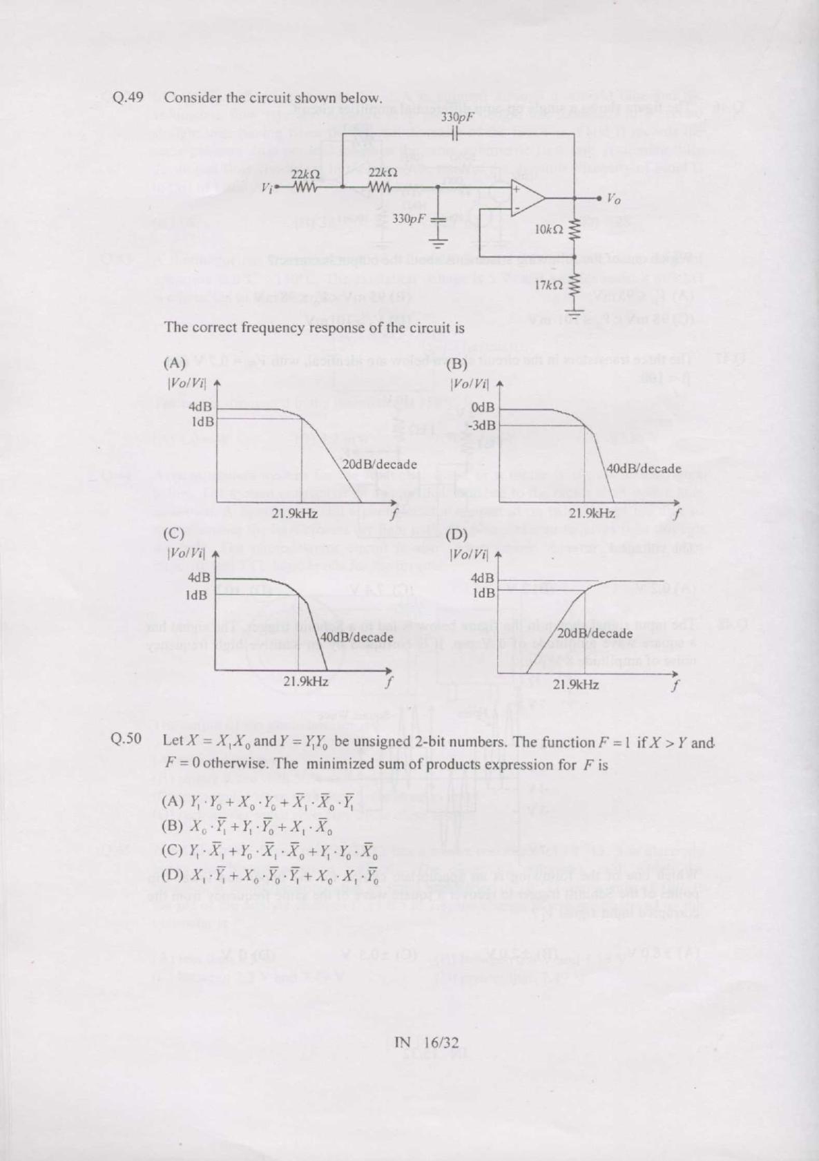 GATE 2007 Instrumentation Engineering (IN) Question Paper with Answer Key - Page 16