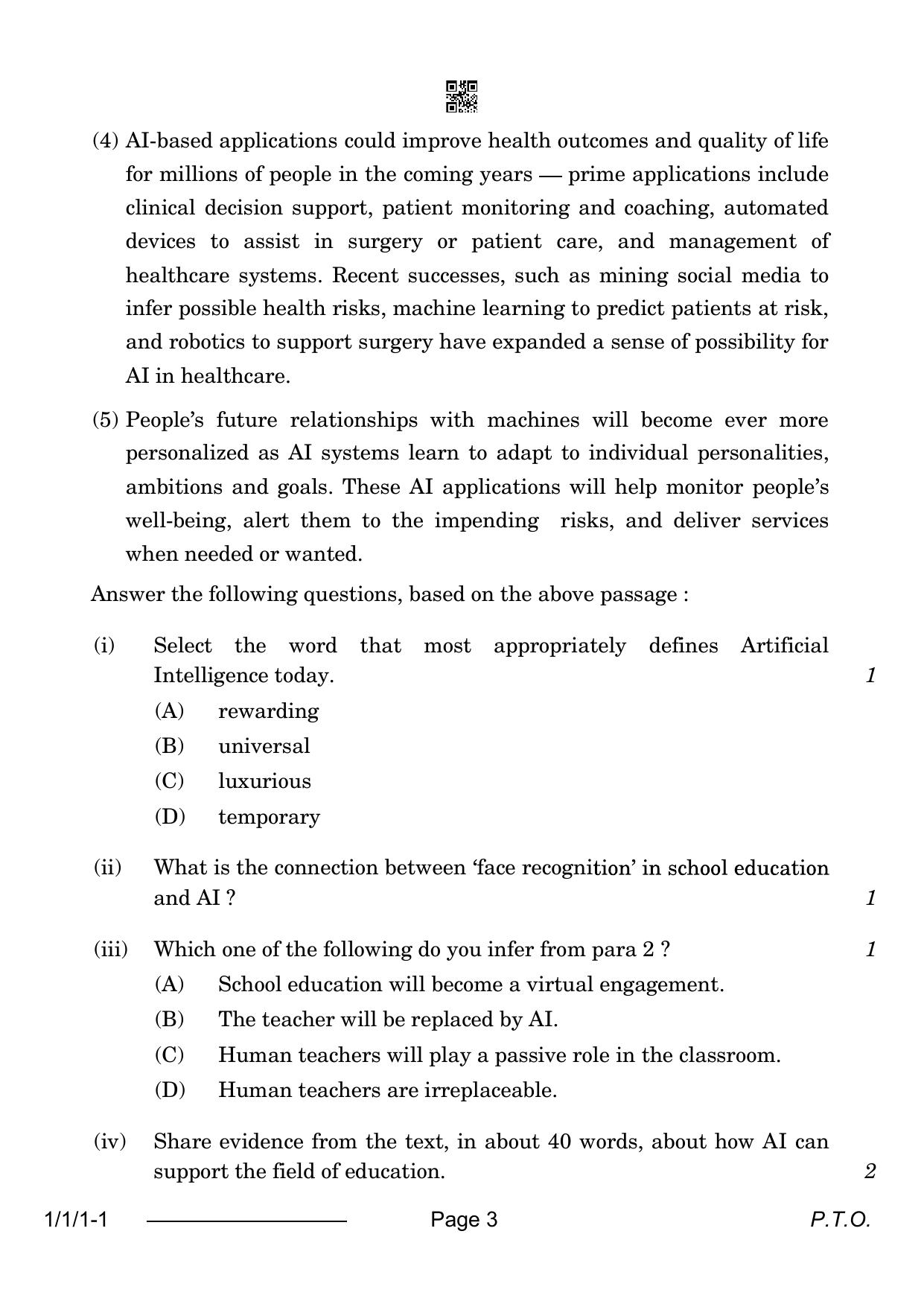 CBSE Class 12 1-1-1 English Core 2024 Question Paper - Page 3