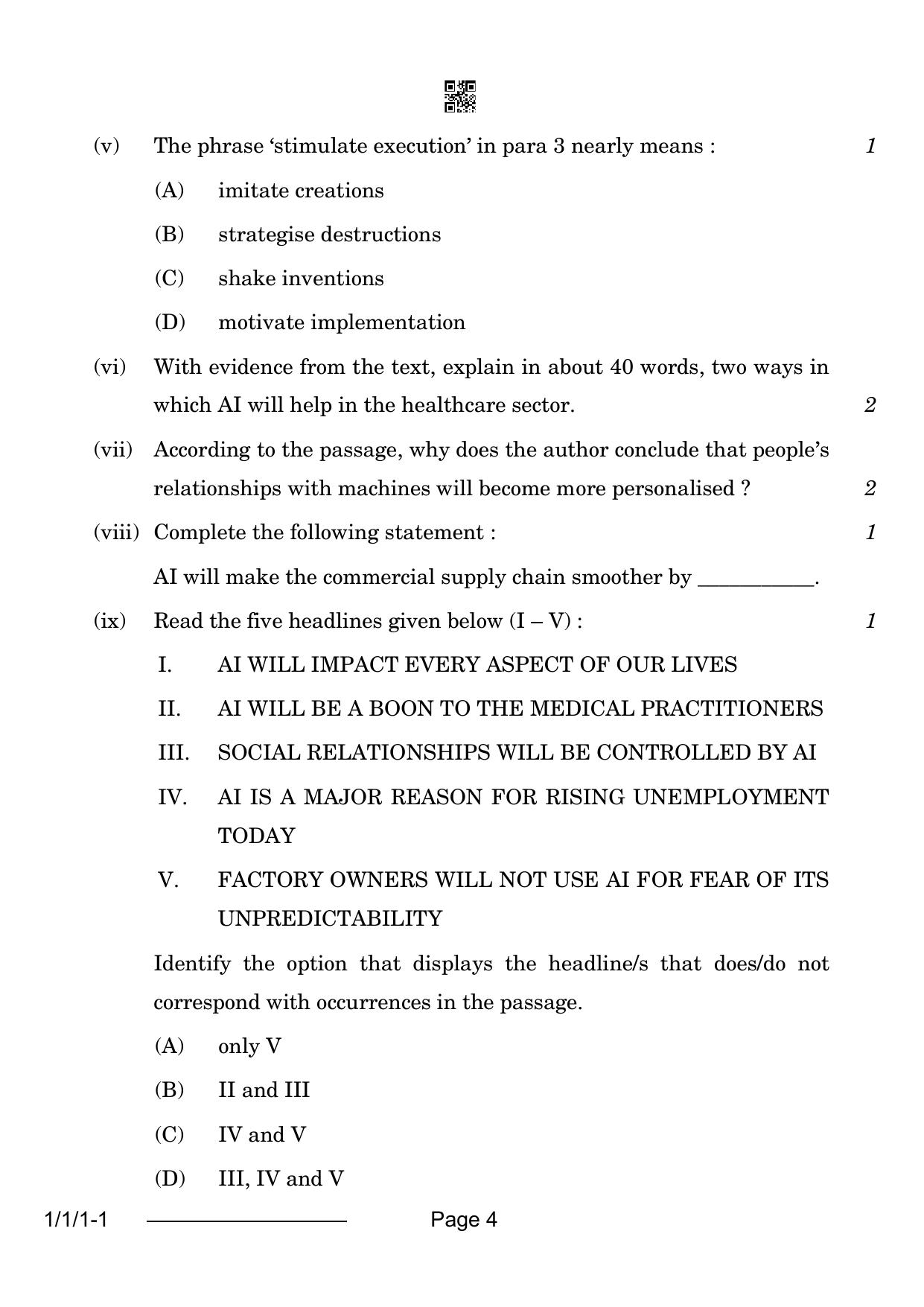 CBSE Class 12 1-1-1 English Core 2024 Question Paper - Page 4