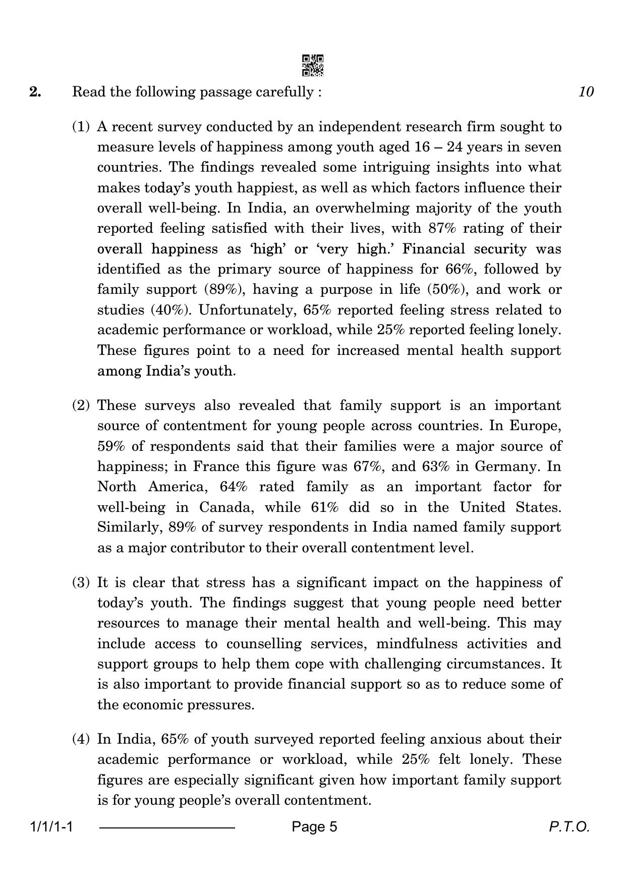 CBSE Class 12 1-1-1 English Core 2024 Question Paper - Page 5