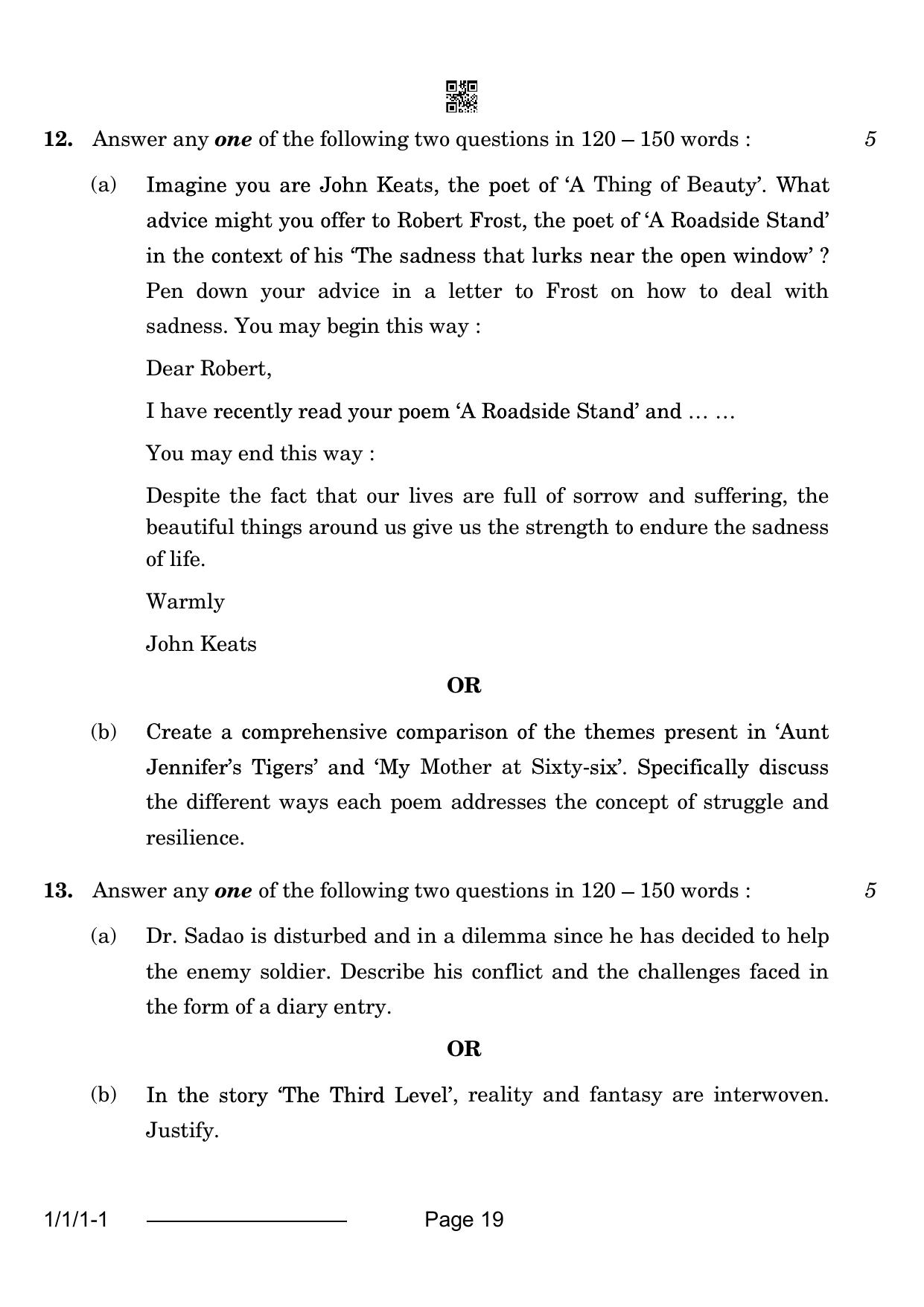 CBSE Class 12 1-1-1 English Core 2024 Question Paper - Page 19