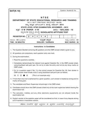 Karnataka NTSE 2014 SAT Question Paper