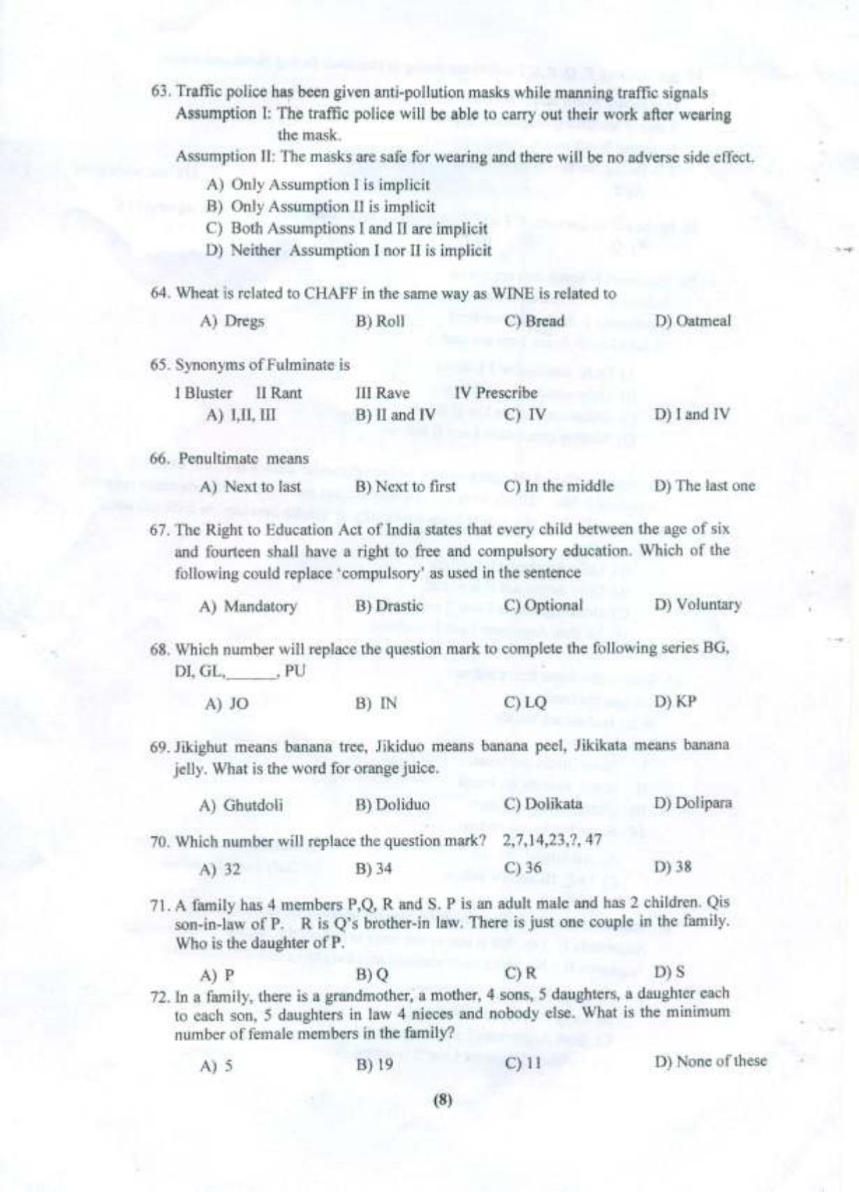 PU USOL MBA Entrance Exam 2015 Question Booklet - Page 9