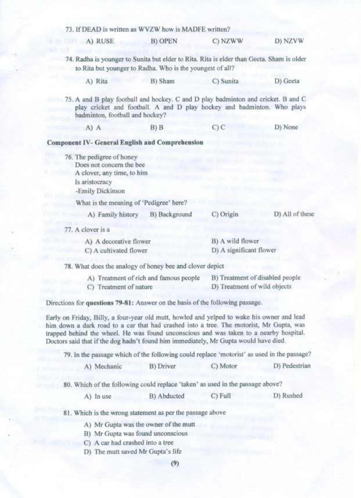 PU USOL MBA Entrance Exam 2015 Question Booklet - Page 10
