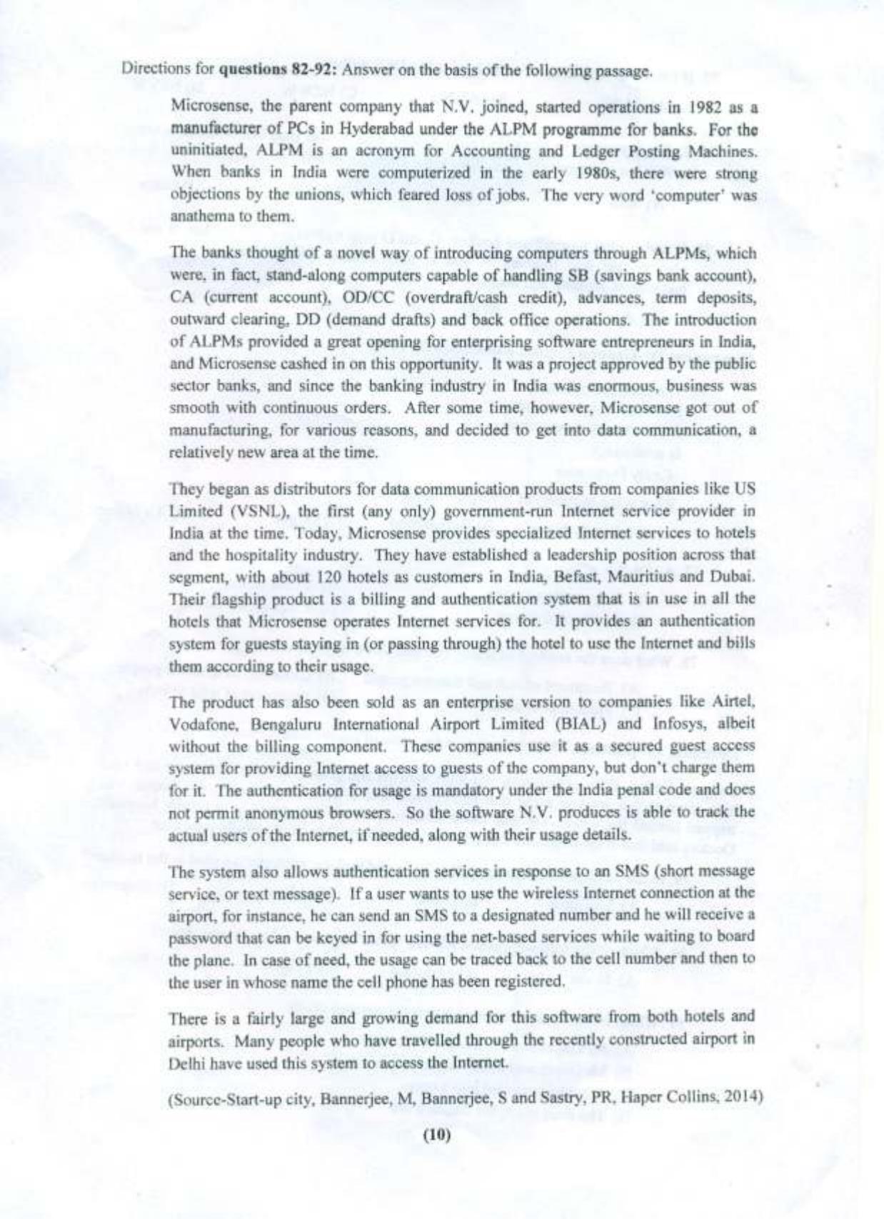 PU USOL MBA Entrance Exam 2015 Question Booklet - Page 11