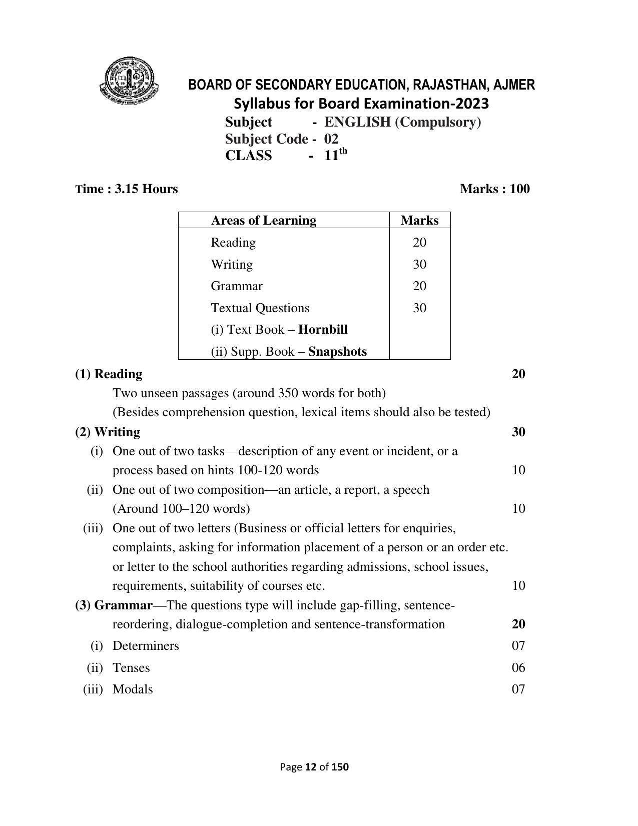 RBSE Class 11 Complete Syllabus 2023 - Page 12