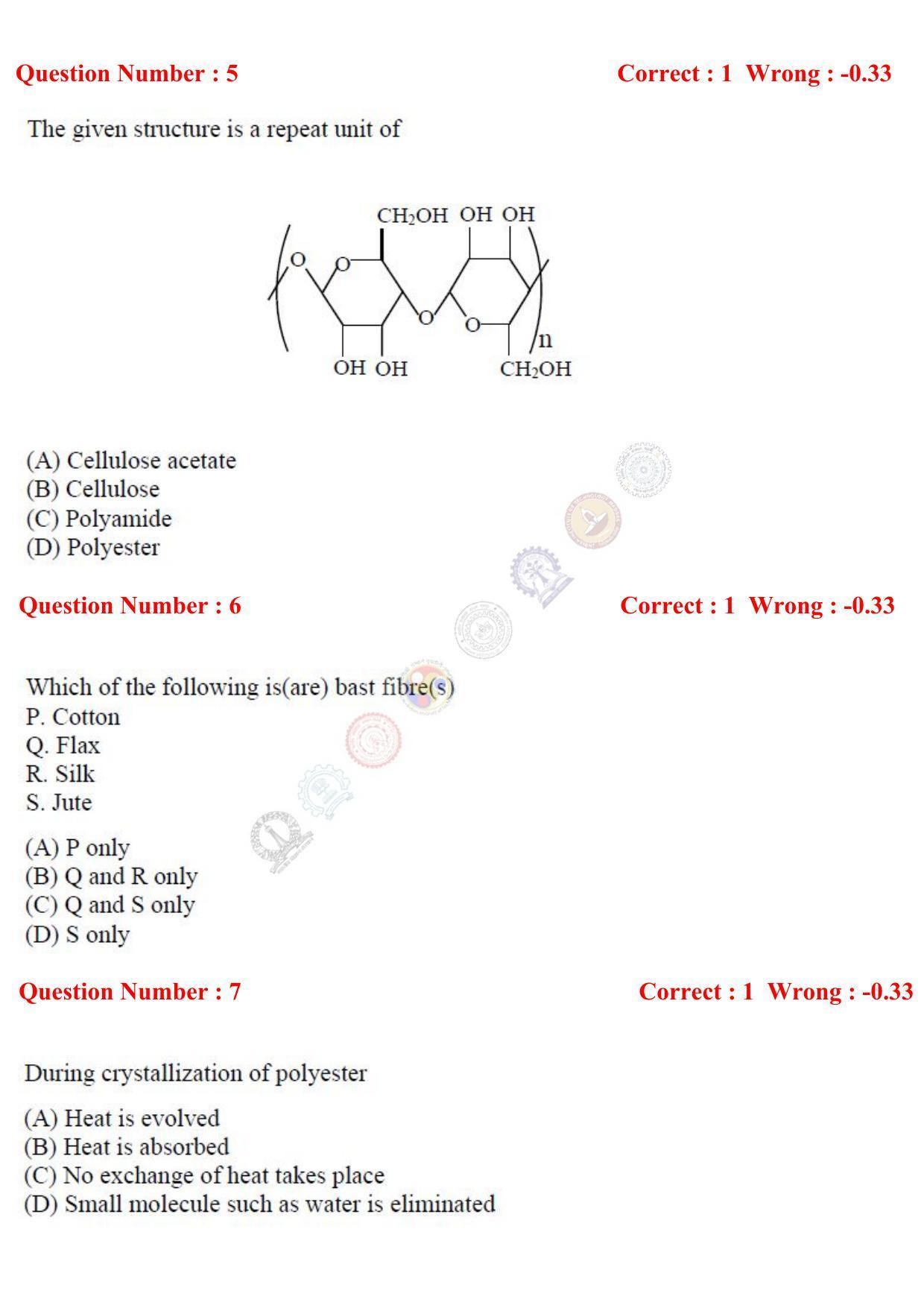 GATE 2017 Textile Engineering and Fibre Science (TF) Question Paper with Answer Key - Page 3