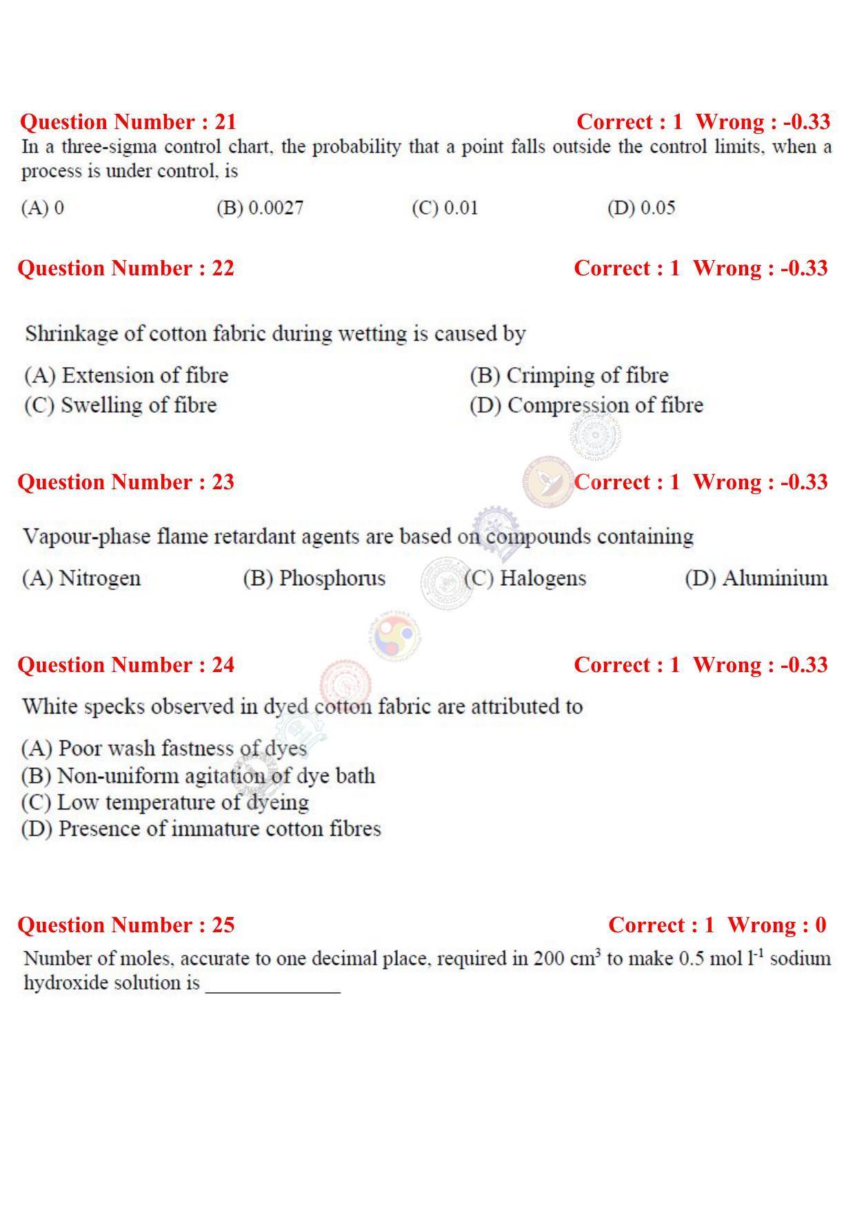 GATE 2017 Textile Engineering and Fibre Science (TF) Question Paper with Answer Key - Page 7