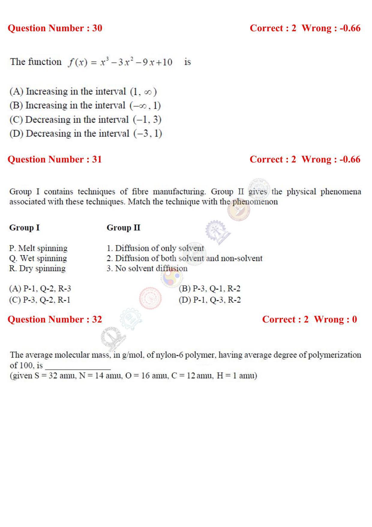 GATE 2017 Textile Engineering and Fibre Science (TF) Question Paper with Answer Key - Page 9