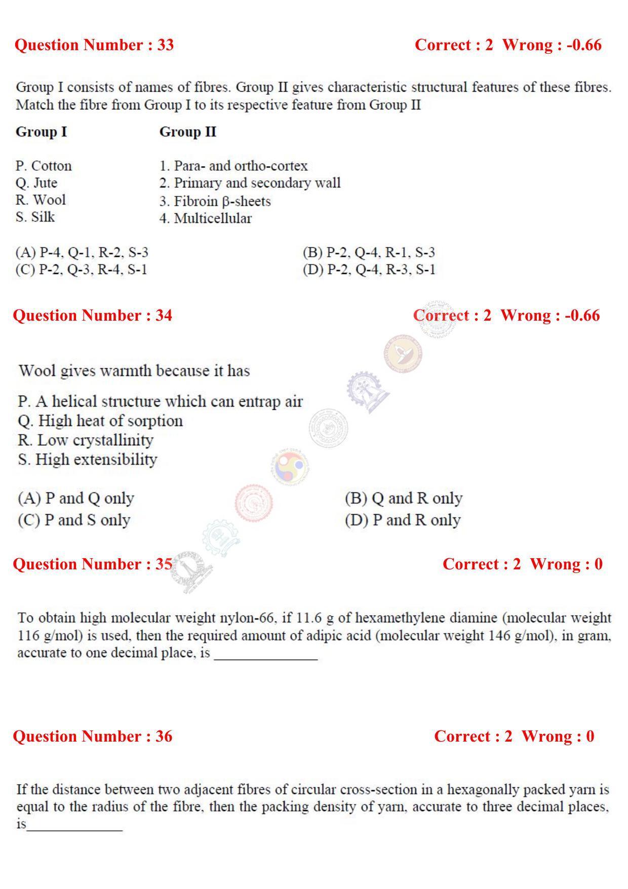 GATE 2017 Textile Engineering and Fibre Science (TF) Question Paper with Answer Key - Page 10