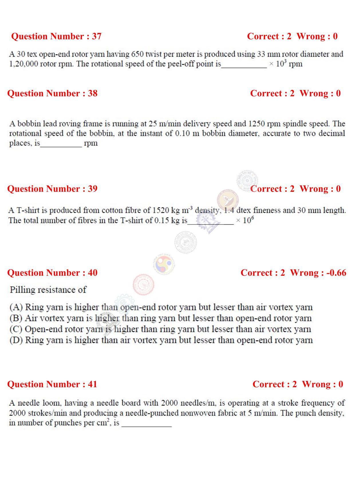 GATE 2017 Textile Engineering and Fibre Science (TF) Question Paper with Answer Key - Page 11