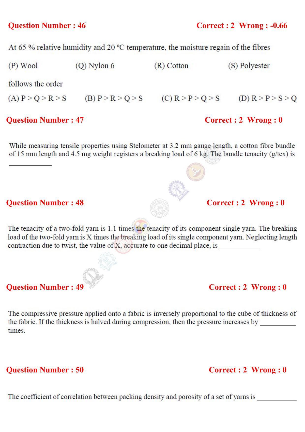 GATE 2017 Textile Engineering and Fibre Science (TF) Question Paper with Answer Key - Page 13