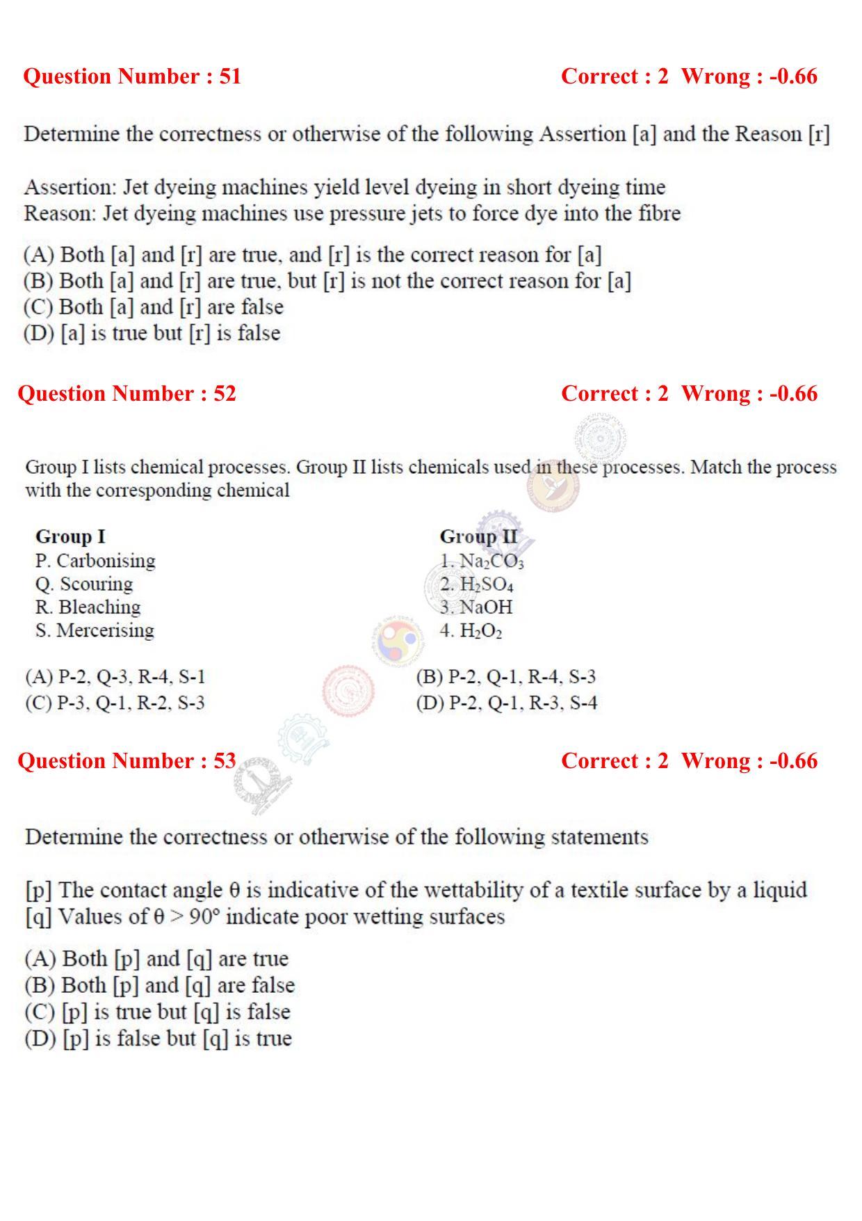 GATE 2017 Textile Engineering and Fibre Science (TF) Question Paper with Answer Key - Page 14