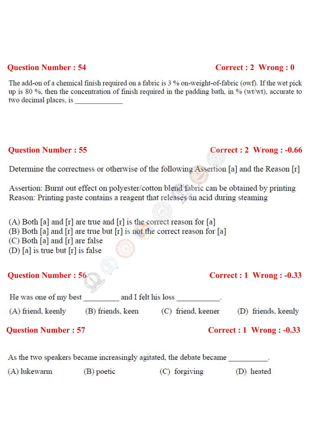 GATE 2017 Textile Engineering and Fibre Science (TF) Question Paper with Answer Key - Page 15