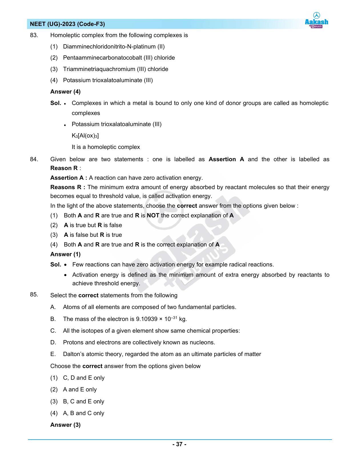 NEET 2023 Question Paper F3 - Page 37