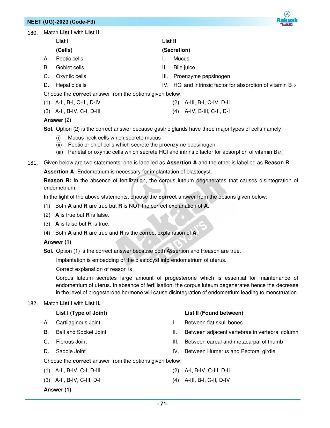 NEET 2023 Question Paper F3 - Page 71