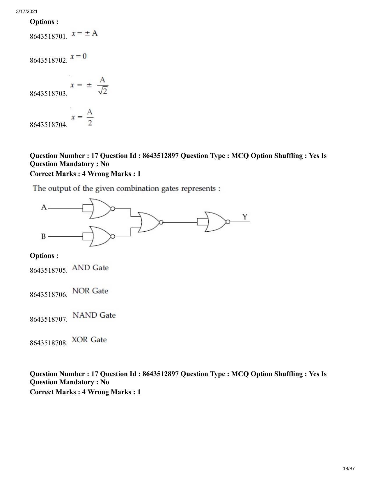 JEE Mains 2021: BTech EP (Shift 1) 17-03-2021 Question Paper - Page 18