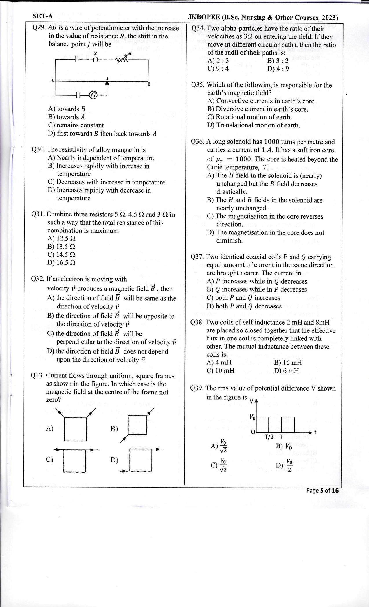 JKBOPEE B.Sc Nursing 2023 Question Papers - Page 4