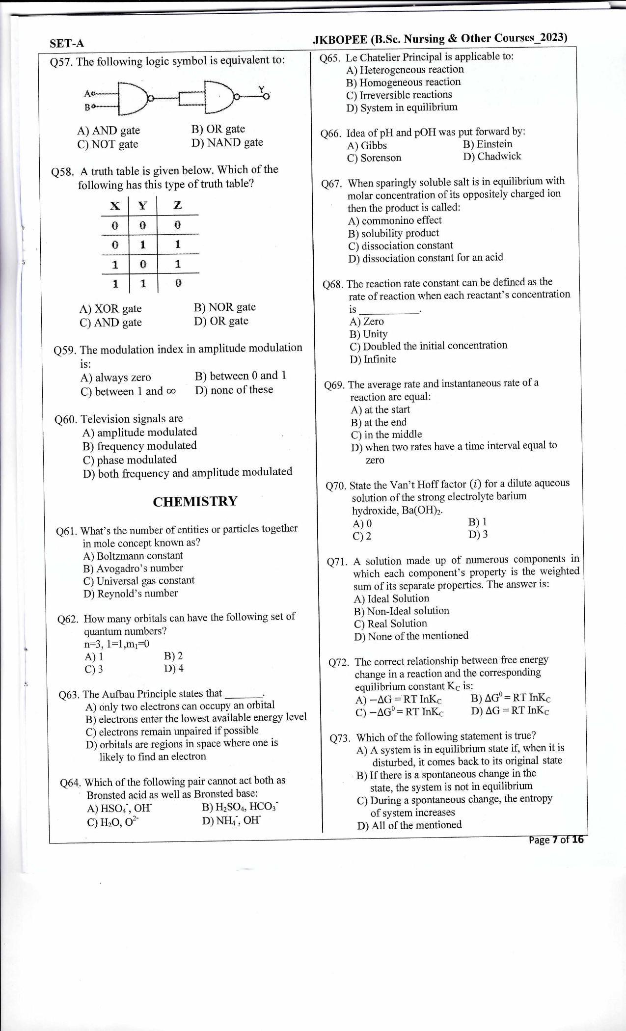JKBOPEE B.Sc Nursing 2023 Question Papers - Page 6