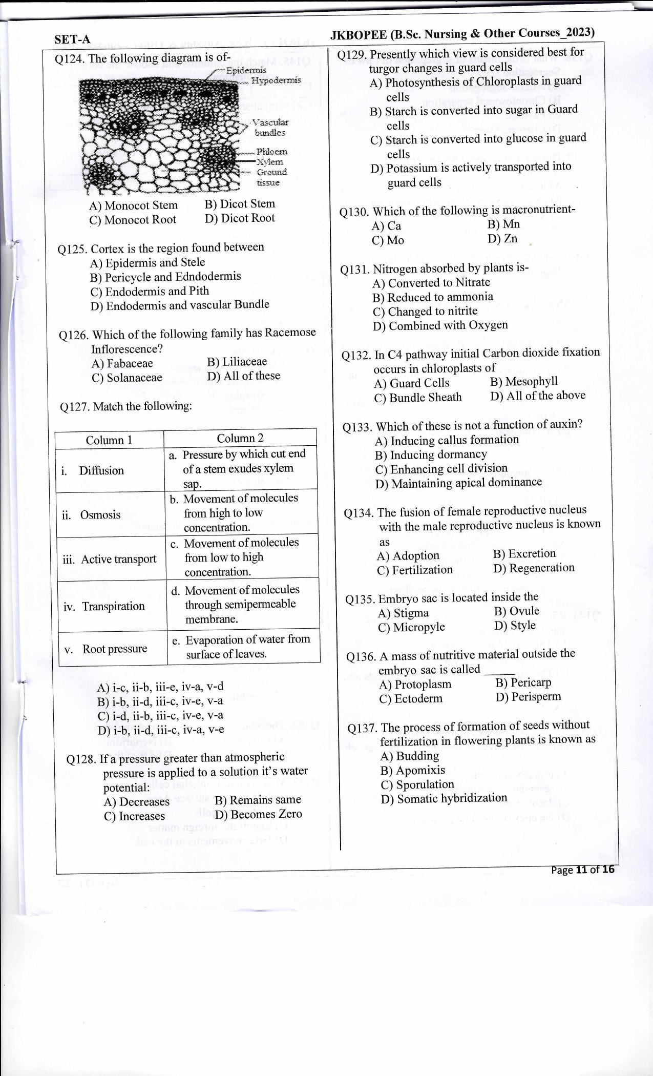 JKBOPEE B.Sc Nursing 2023 Question Papers - Page 10