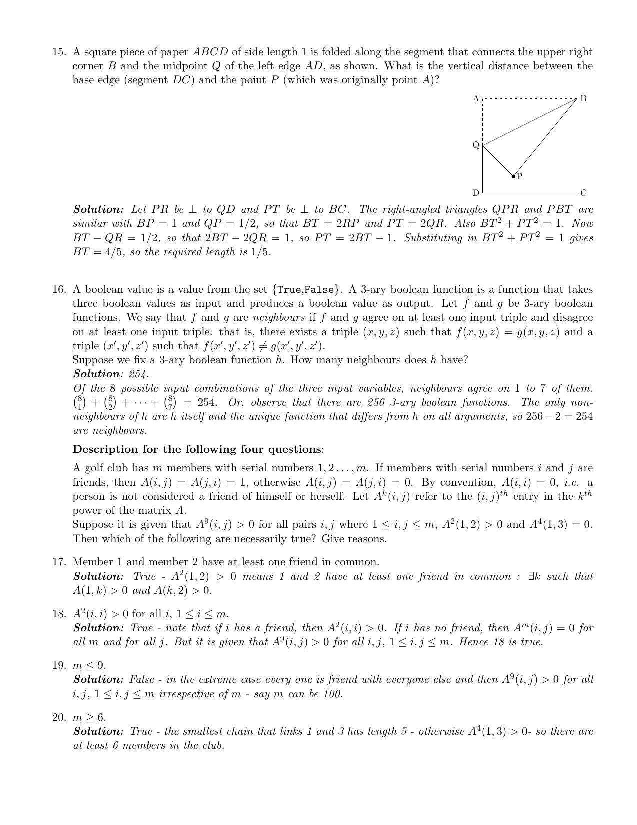 CMI Entrance Exam 2018 Solutions MSc Data Science - Page 11