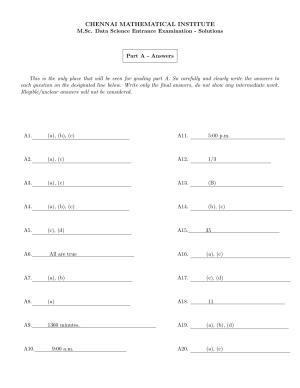 CMI Entrance Exam 2018 Solutions MSc Data Science