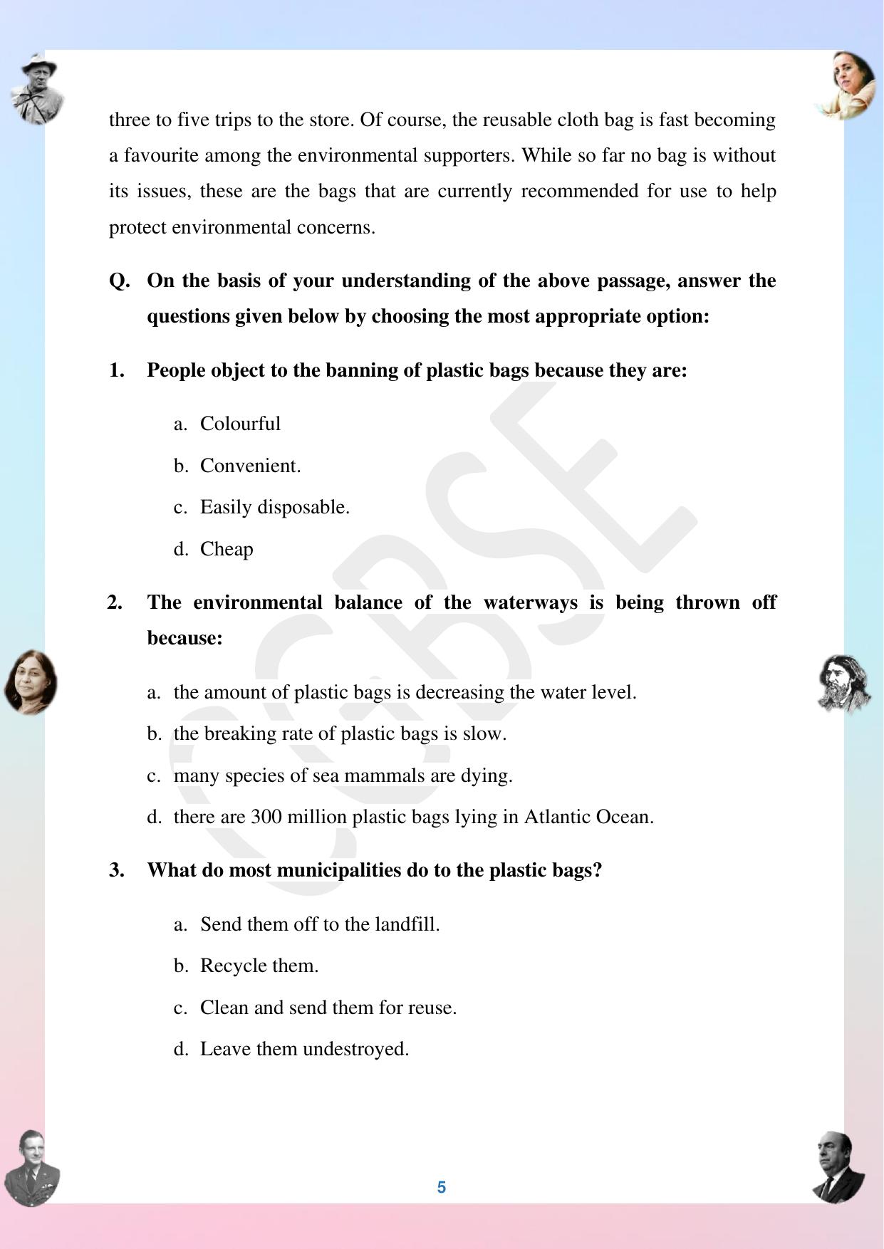 CGBSE Board Class 12 English अंग्रेजी  2023-2024 Question Bank - Page 5