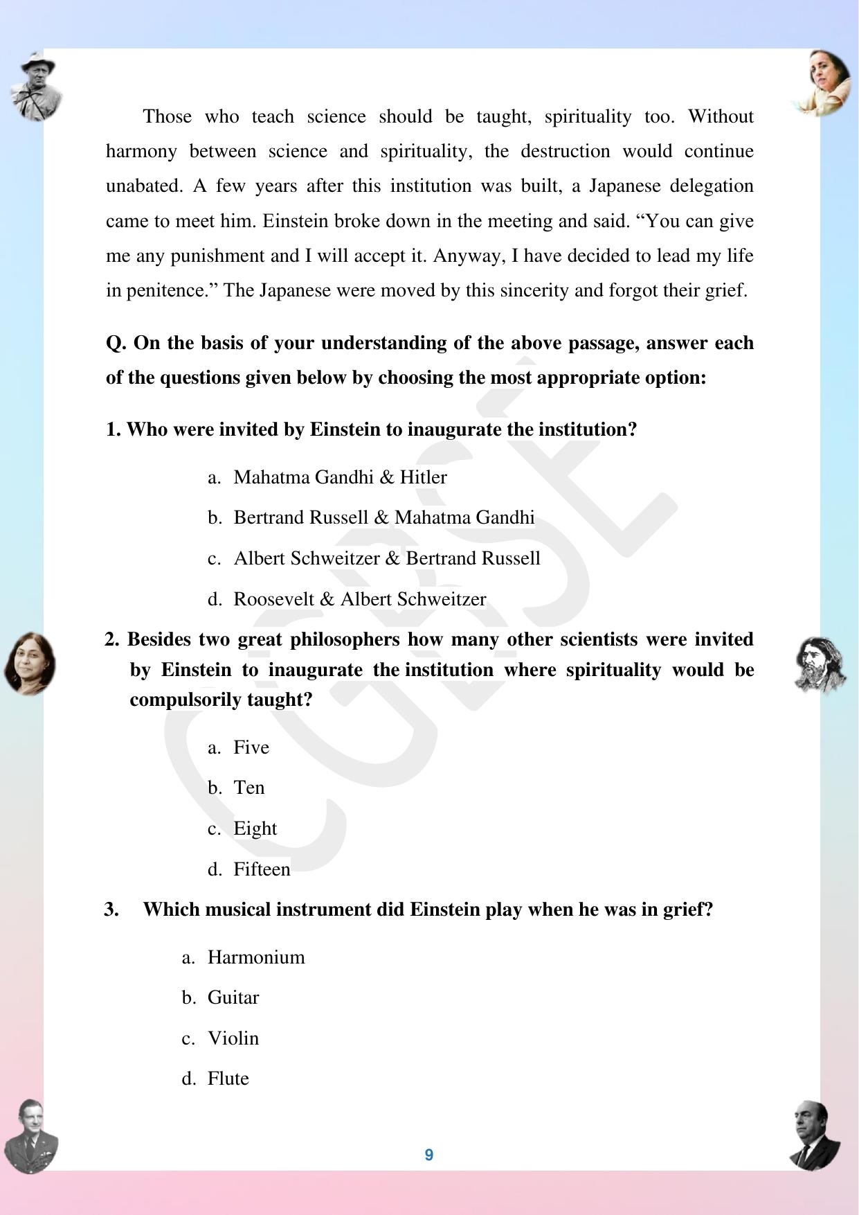CGBSE Board Class 12 English अंग्रेजी  2023-2024 Question Bank - Page 9