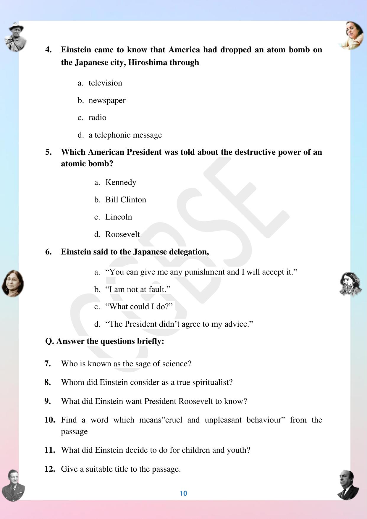 CGBSE Board Class 12 English अंग्रेजी  2023-2024 Question Bank - Page 10