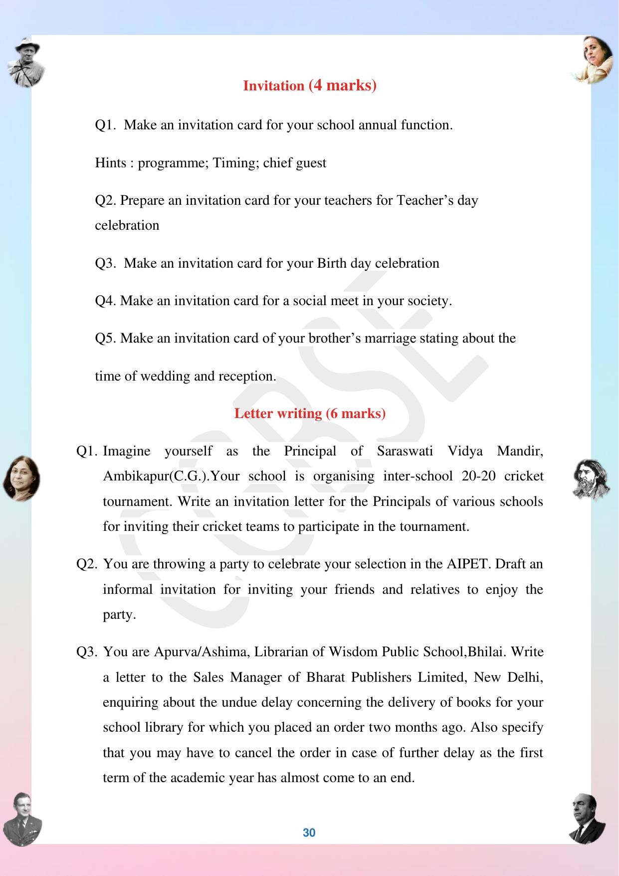 CGBSE Board Class 12 English अंग्रेजी  2023-2024 Question Bank - Page 30