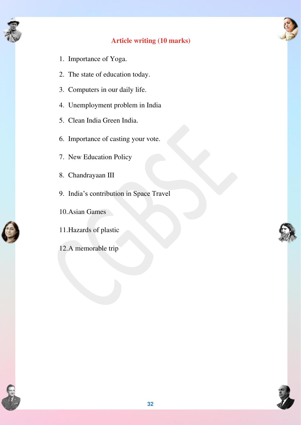 CGBSE Board Class 12 English अंग्रेजी  2023-2024 Question Bank - Page 32