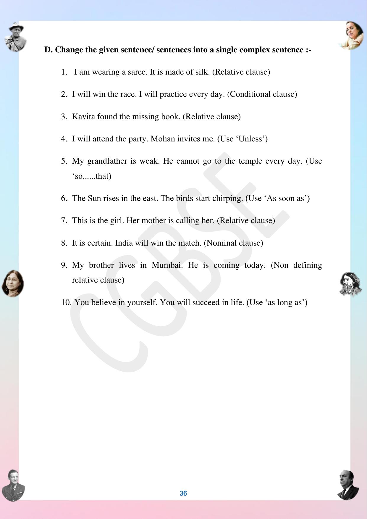 CGBSE Board Class 12 English अंग्रेजी  2023-2024 Question Bank - Page 36