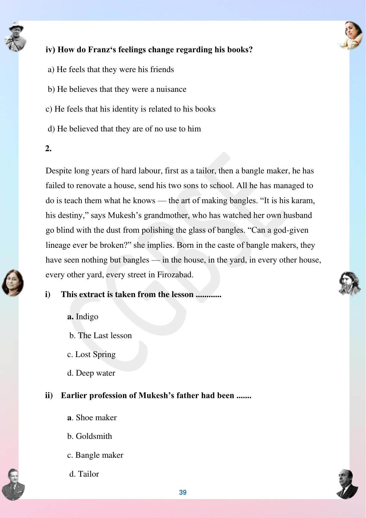 CGBSE Board Class 12 English अंग्रेजी  2023-2024 Question Bank - Page 39