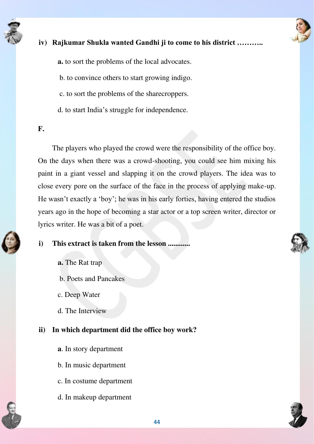 CGBSE Board Class 12 English अंग्रेजी  2023-2024 Question Bank - Page 44