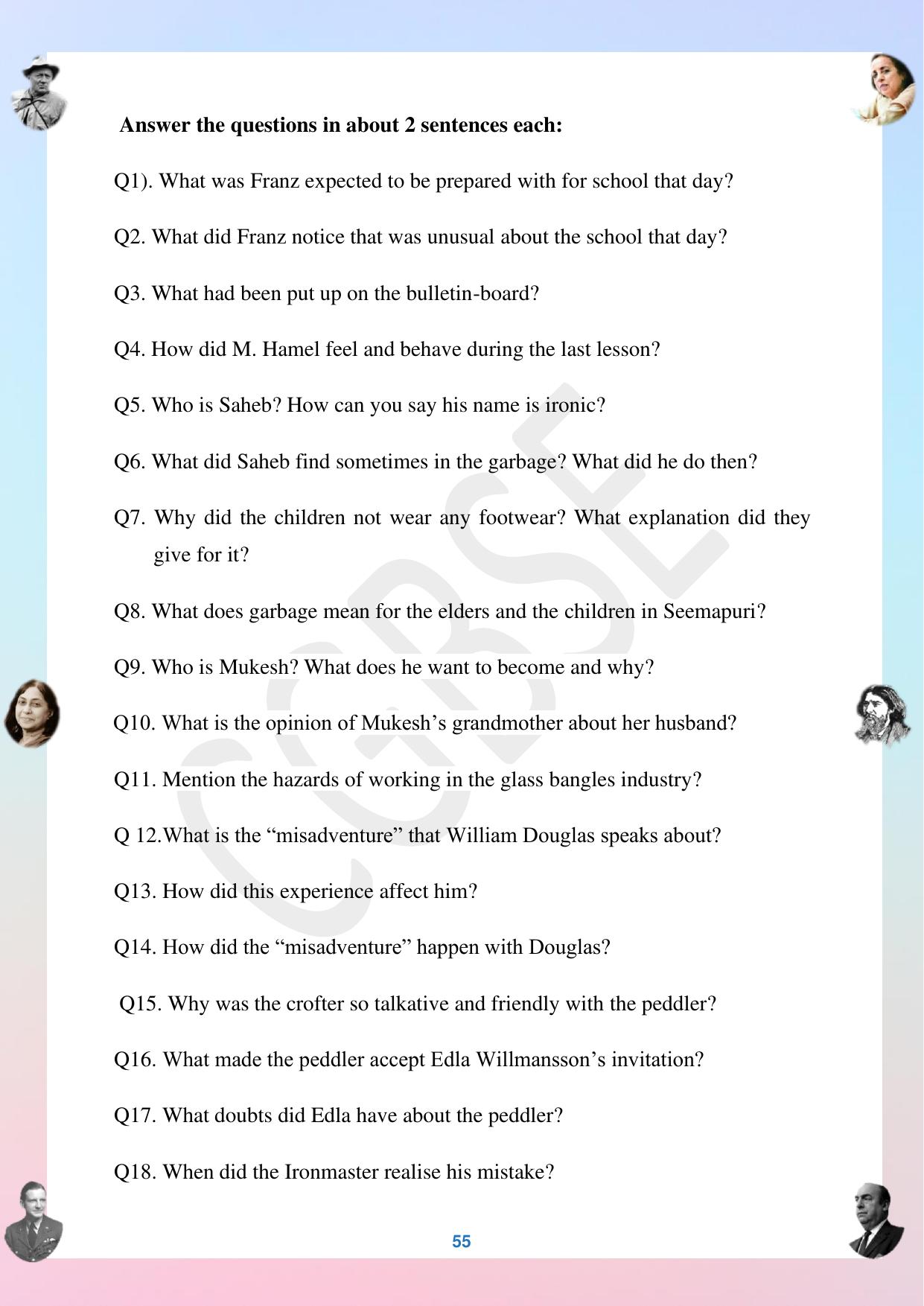 CGBSE Board Class 12 English अंग्रेजी  2023-2024 Question Bank - Page 55