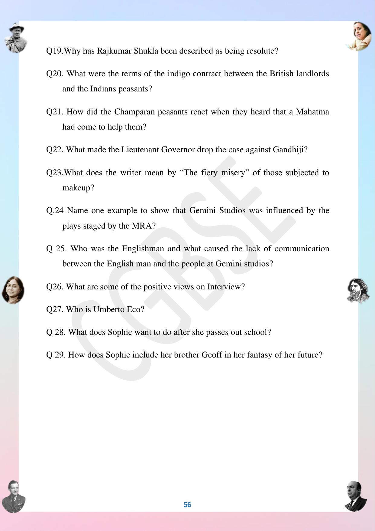CGBSE Board Class 12 English अंग्रेजी  2023-2024 Question Bank - Page 56