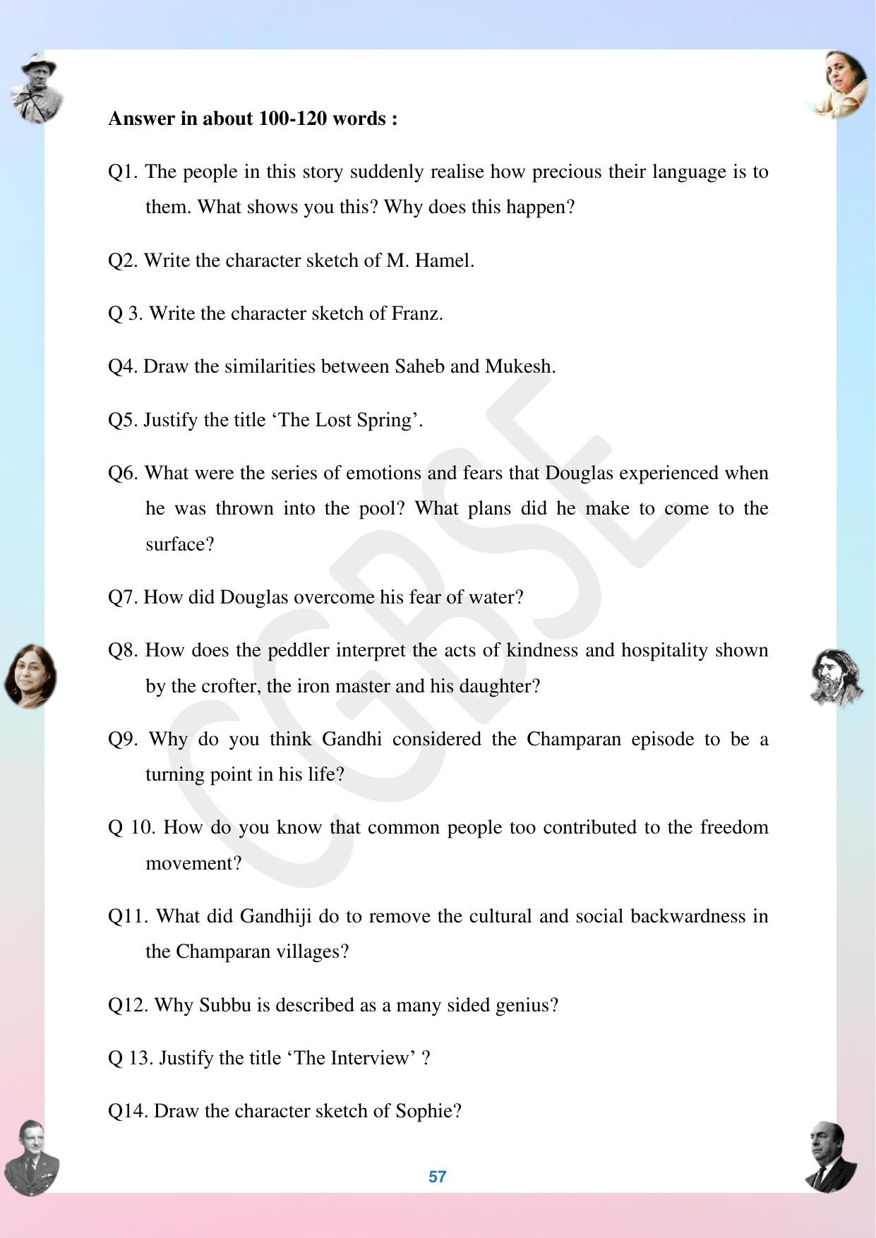 CGBSE Board Class 12 English अंग्रेजी  2023-2024 Question Bank - Page 57