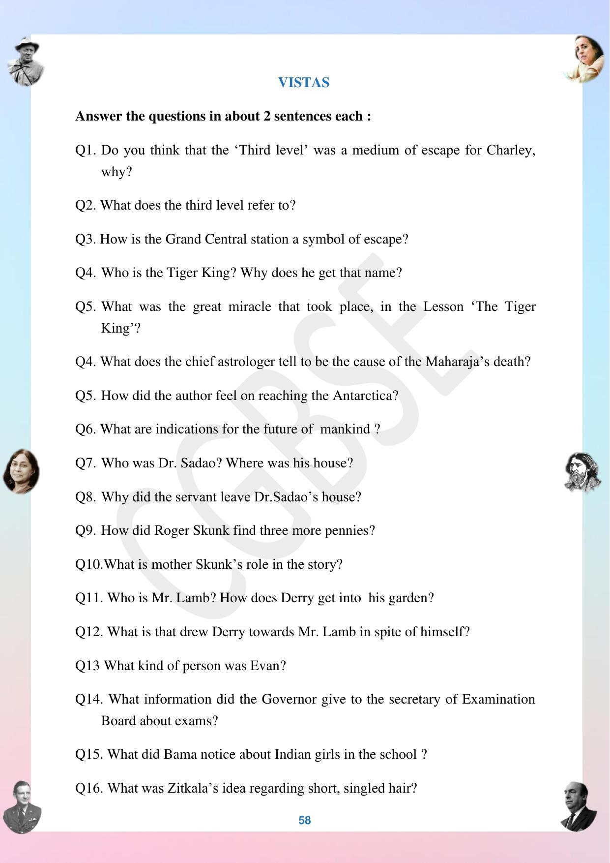 CGBSE Board Class 12 English अंग्रेजी  2023-2024 Question Bank - Page 58