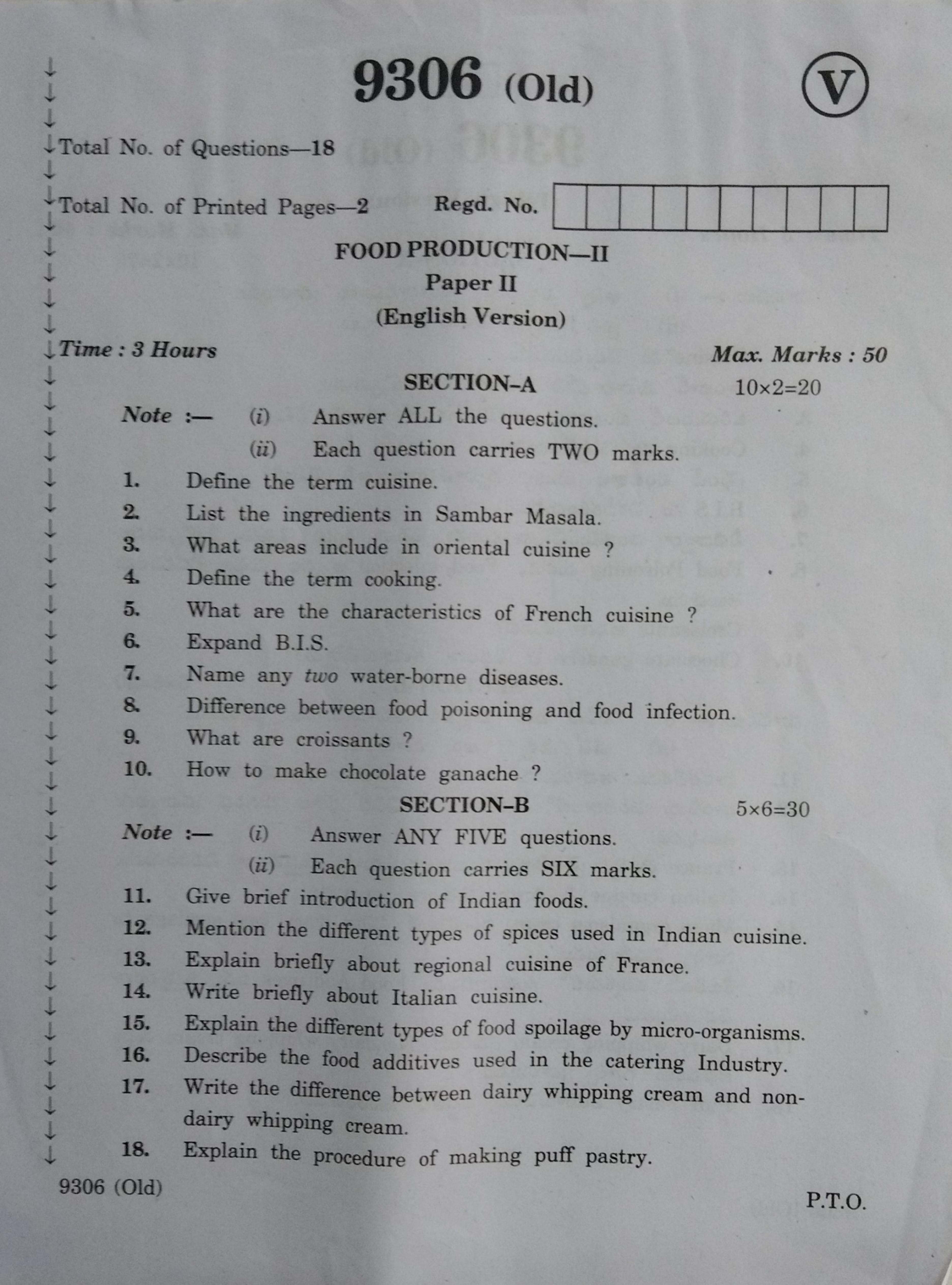 AP Inter 2nd Year Food Production-II (old) March-2020-Vocational Question Pape - Page 1