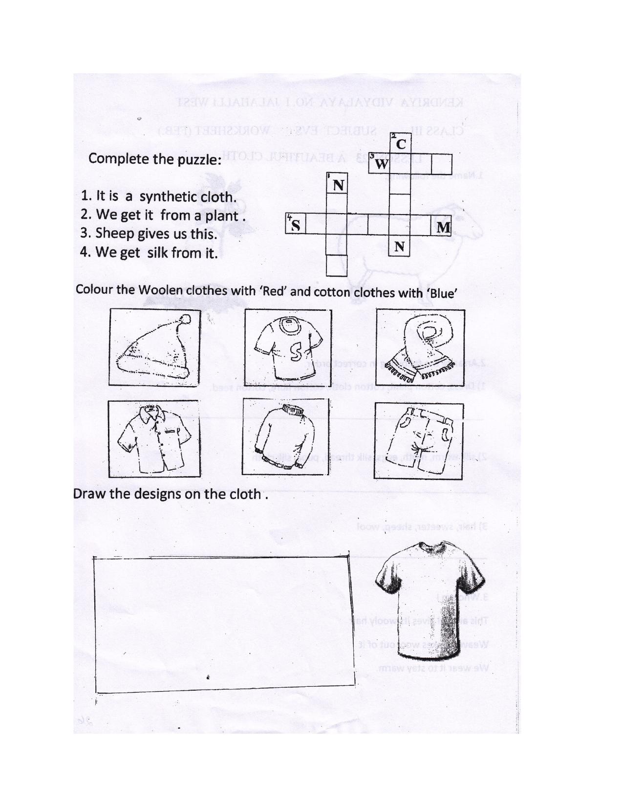 Worksheet for Class 3 EVS Assignment 37 A Beautiful Cloth - Page 2