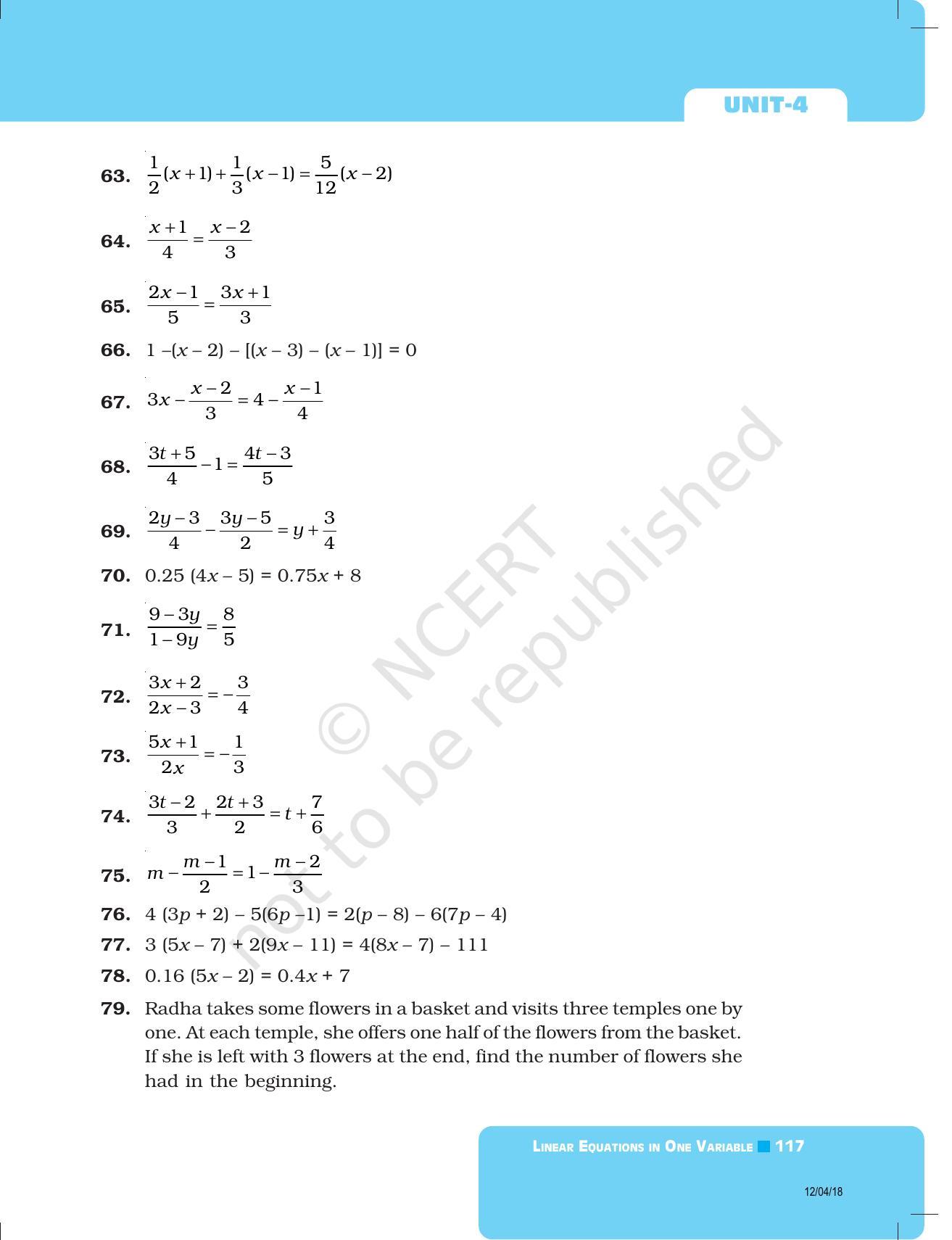 NCERT Exemplar Book for Class 8 Maths: Chapter 4- Linear Equations in One Variable - Page 13