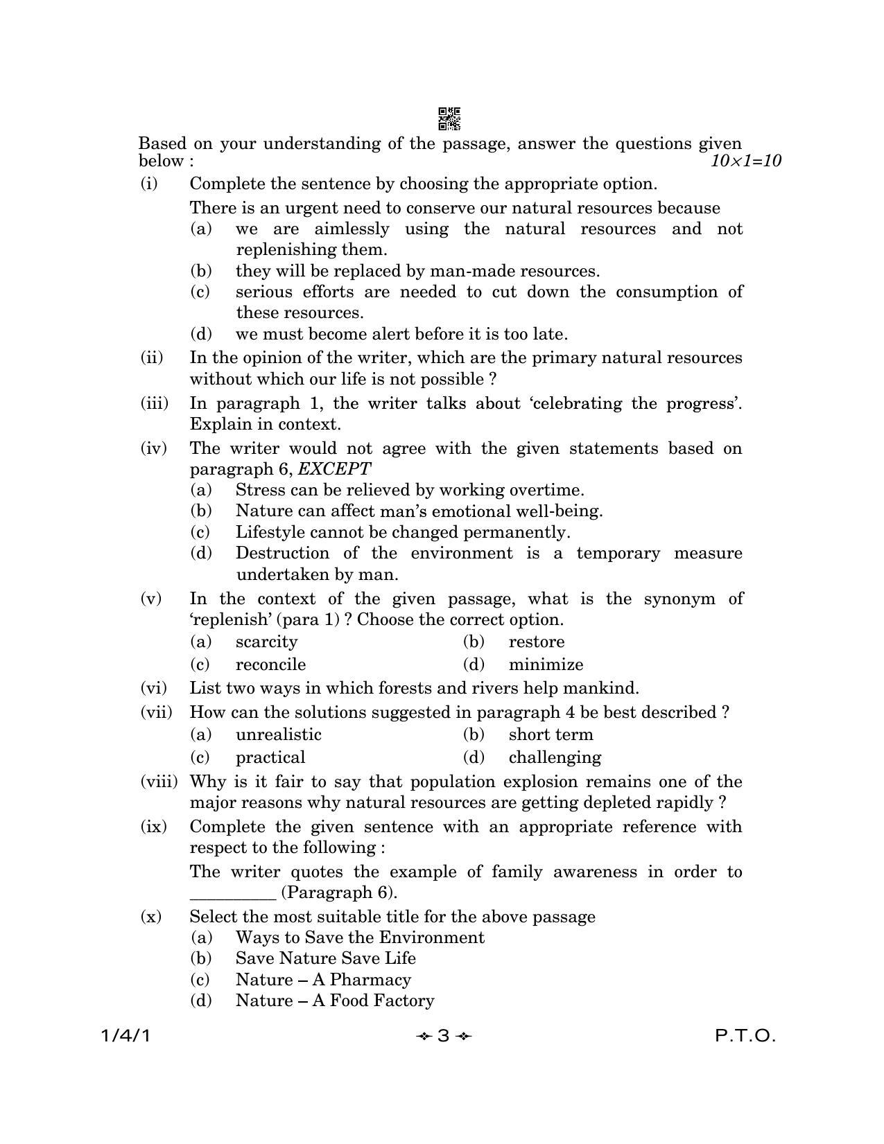 CBSE Class 12 1-4-1 English Core 2023 Question Paper - Page 3