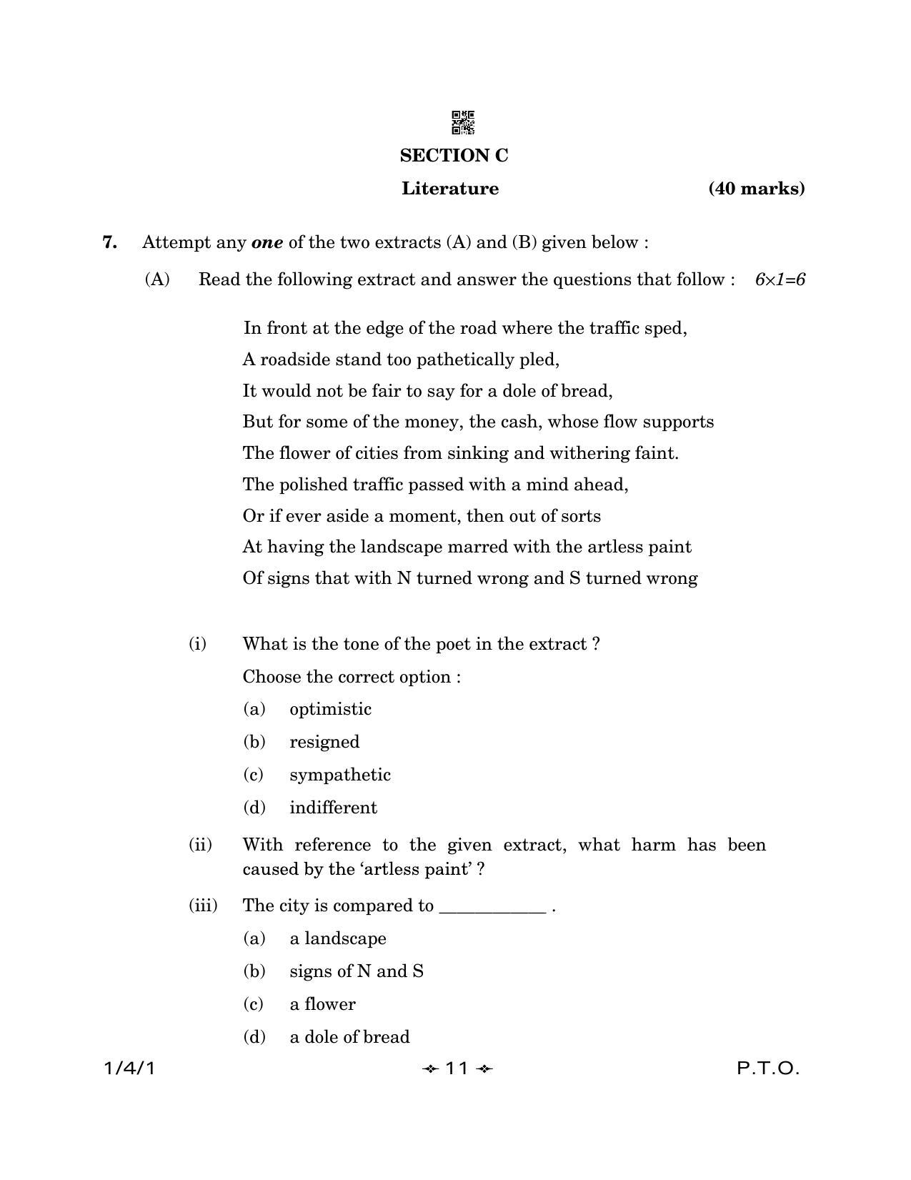 CBSE Class 12 1-4-1 English Core 2023 Question Paper - Page 11