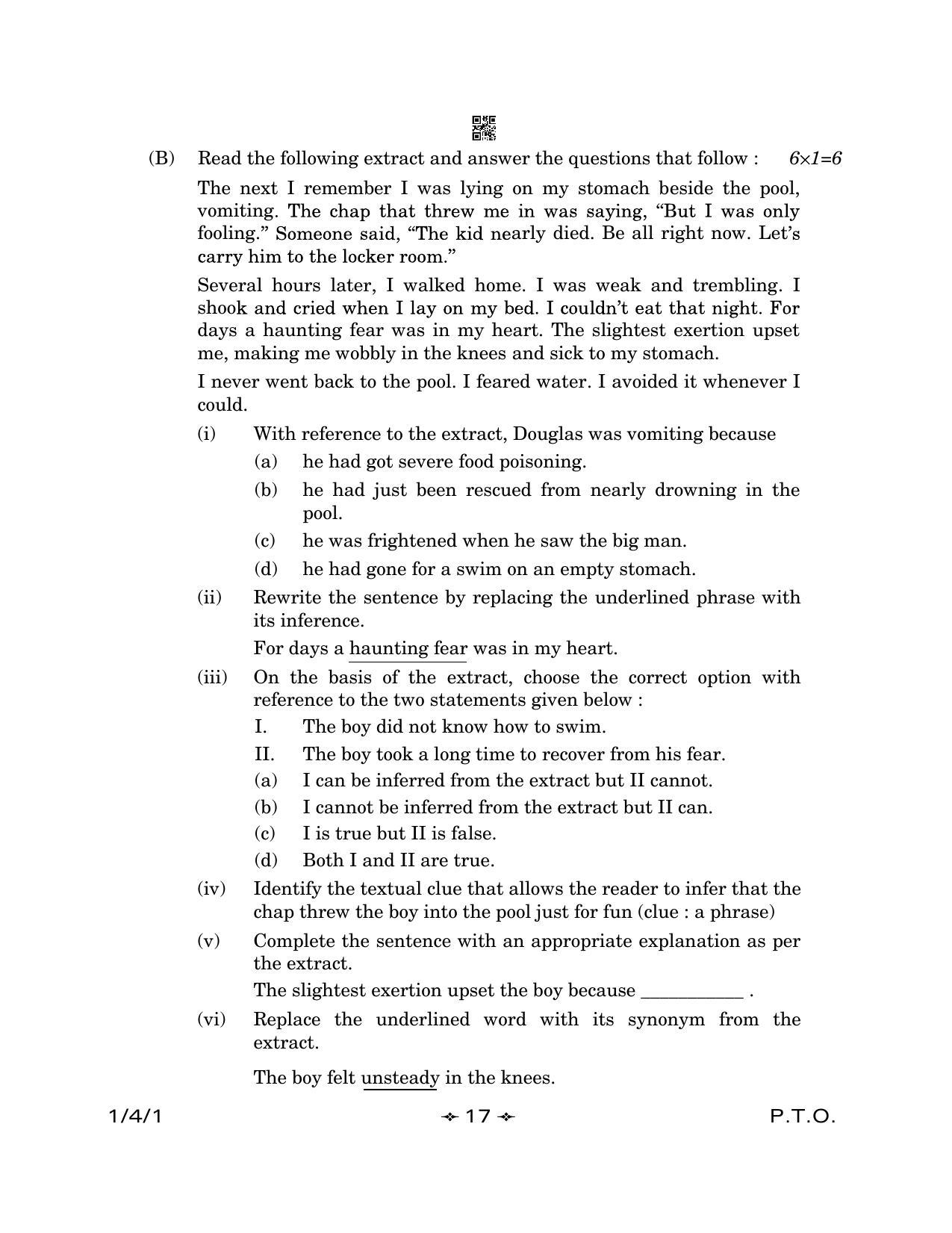 CBSE Class 12 1-4-1 English Core 2023 Question Paper - Page 17