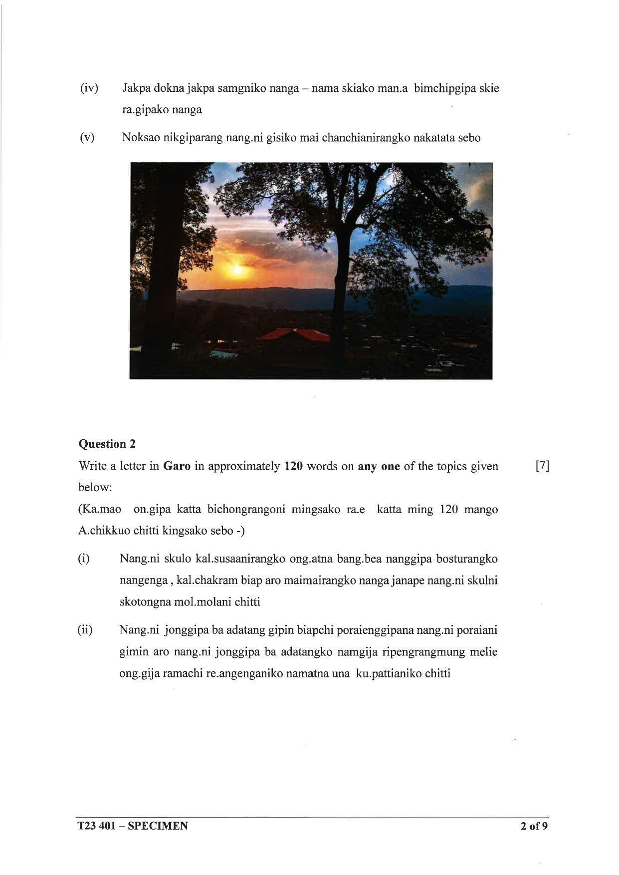 ICSE Class 10 Garo Sample Paper 2023 - Page 2