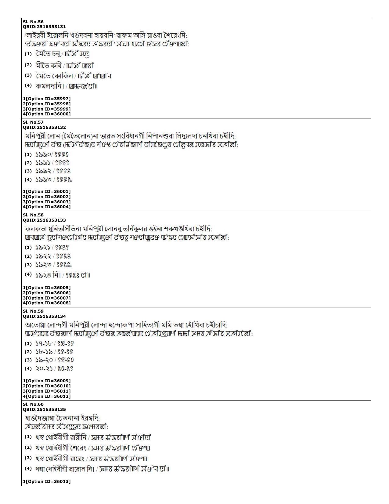 CUET (PG) 2022: PGQP-60 Manipuri (10-09-2022) Question Paper - Page 20