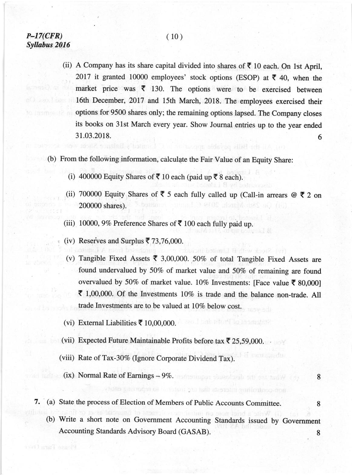 ICMAI June 2019 Corporate Financial Reporting Question Paper (Final) - Page 10