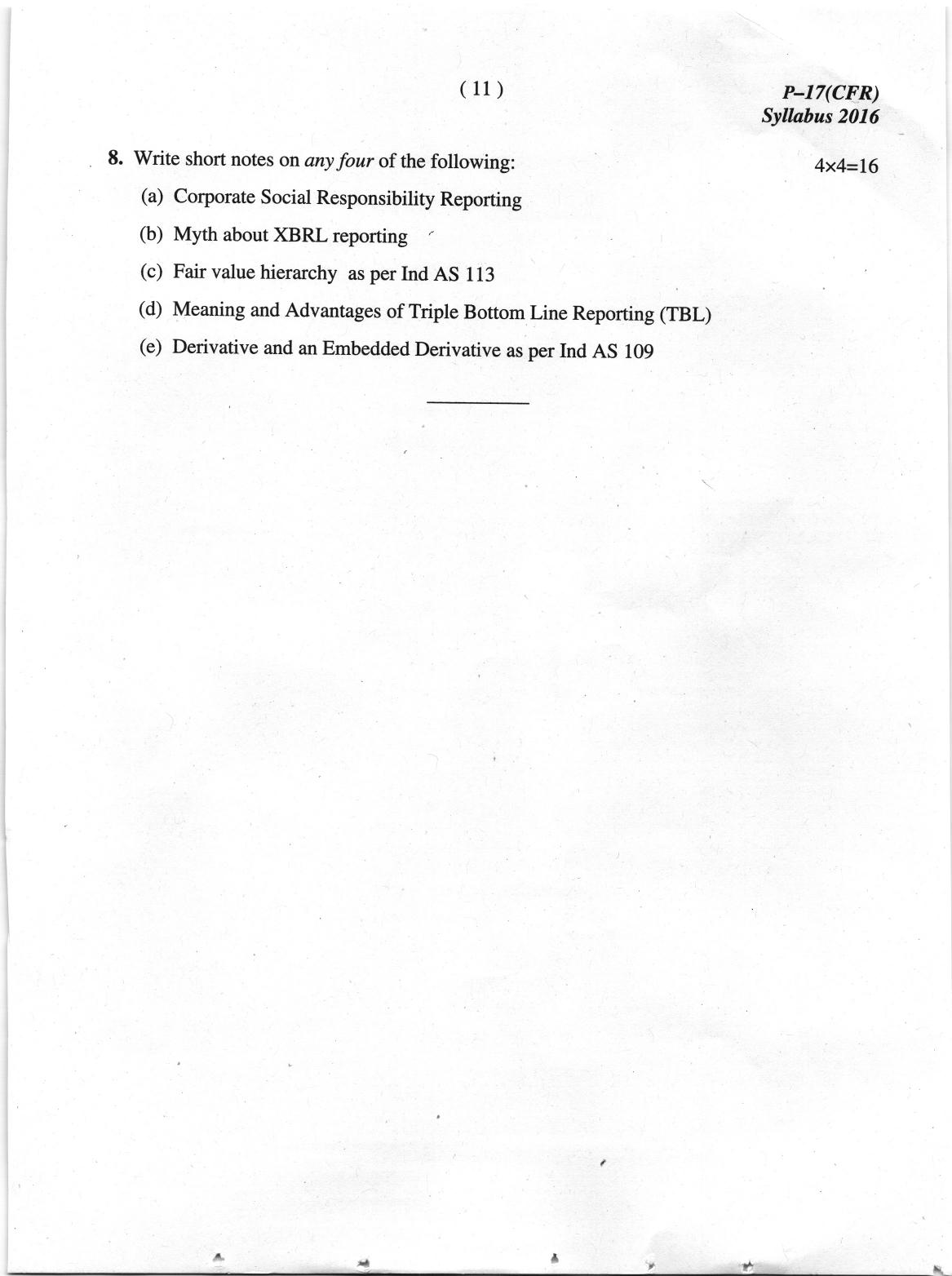 ICMAI June 2019 Corporate Financial Reporting Question Paper (Final) - Page 11