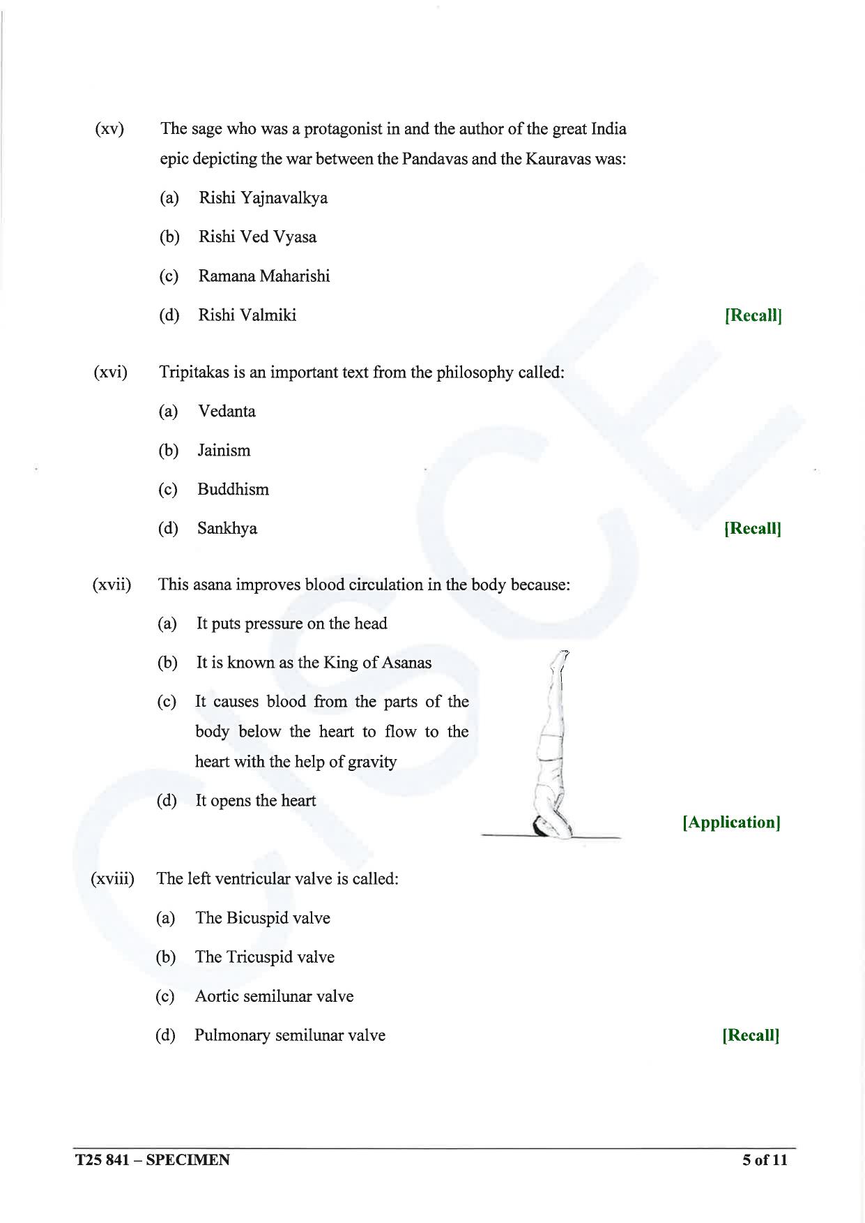 ICSE Class 10 2025 Yoga (QP & MS) Specimen Paper - Page 5